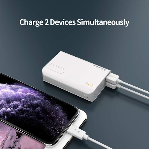 Mini 10000mAh Bærbar Oplader, Powerbank med Dobbelt Output, Lille Eksternt Batteri Kompakt Slank Tynd til iPhone 11/11 Pro