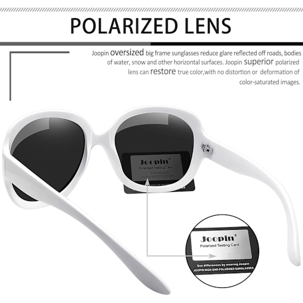 Polaroidut aurinkolasit naisille, trendikkäät, ylisuuret, suuret ajolasit, naisten UV-suojatut suuret aurinkolasit gloss White Black