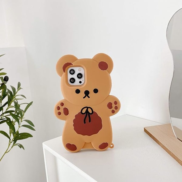 Telefoncovers Passer til iPhone 12, Sødt Tegneserie Bjørn Telefoncover med Nøglering Teddy Bjørn Telefoncover 3D iPhone 12 Pro Cover Blød Silikone
