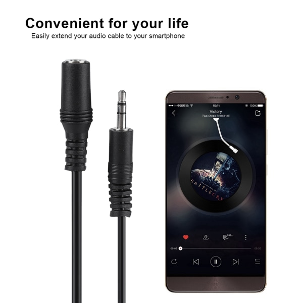 3,5 mm hane till hona ljudförlängningskabel Jack Aux-kabel för smartphone-hörlurar Stereo 5,0 m