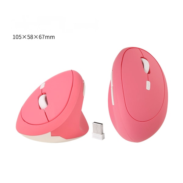 Uppladdningsbar trådlös vertikal mus, 2,4G trådlös ergonomisk optisk mus med 3 justerbara 800/1200 /1600 DPI (rosa)