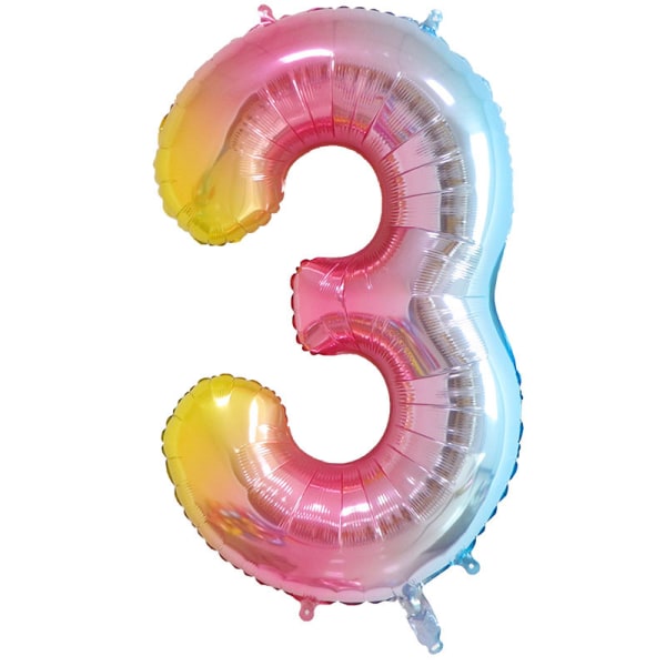 40 tum stora regnbåge nummer 3 folie mylar helium ballonger för födelsedagsfest firande dekoration