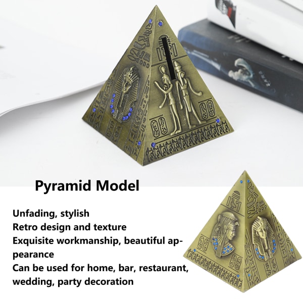 Ægyptisk pyramidemodel grøn bronze stor retro klassisk udsøgt dekorativt håndværk ornament