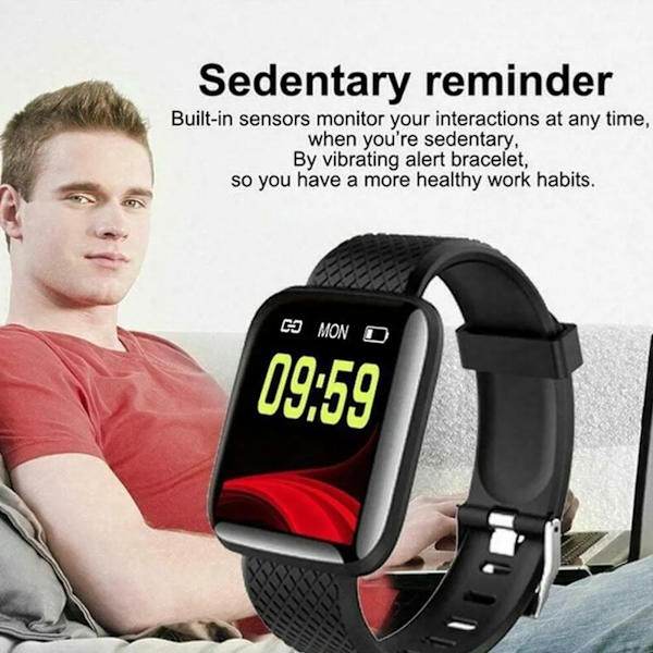 116 Plus Smart Watch 1,3 tums TFT färgskärm IP67 Vattentät Sport Smart Watch med Bluetooth meddelandepåminnelse Black