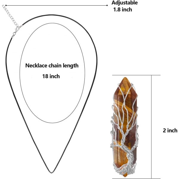 Helbredende krystalhalskæde Livets træ Wire Wrapped natursten spids vedhæng halskæde sekskantet Reiki spirituel kvarts ædelstens smykker til kvinder M Leather Chain5