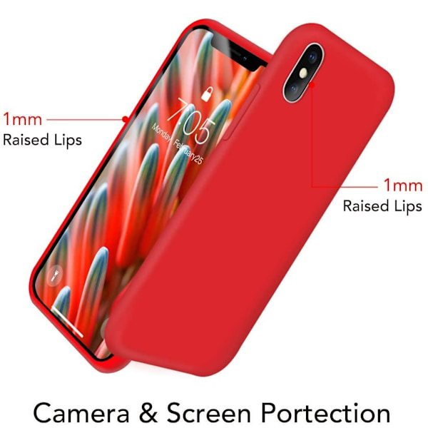 Etui til iPhoneXS Max, flydende silikone gel gummi telefonetui, iPhoneXS Max 6,5 tommer stødsikkert slankt blødt mikrofiber Li