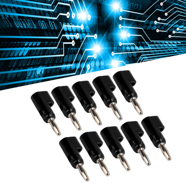 10 st/set 4mm Lödfria Bananpluggar Stapelbara Öppna Skruvar 30V AC‑60V DC Max 24A för Elektronik Industriutrustning Black