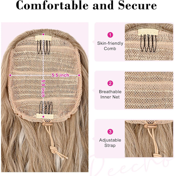 Highlights Drawstring Pony - Lang Beach Wave Syntetisk Hårforlengelse | Uanstrengt Beachy Chic for Kvinner