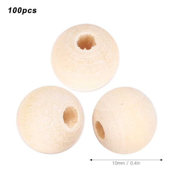 5 Pussia Puuhelmet Pyöreä Käsityö DIY Viimeistelemätön Käsityötarvikkeet 4mm/6mm/8mm/10mm 100Pcs 10 mm