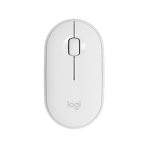 Logitech M350 Pebble -langaton hiiri Bluetooth- tai 2,4 GHz -vastaanottimella, hiljainen, ohut tietokonehiiri hiljaisilla napsautuksilla White