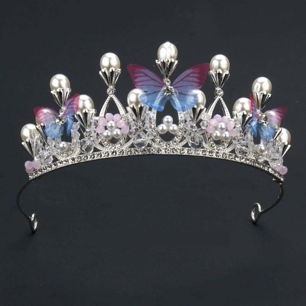 Princess Tiaras for Girls, Crystal Pearl Crown Pannband för födelsedag, firande, semester, kostymfest (silverfärgad)