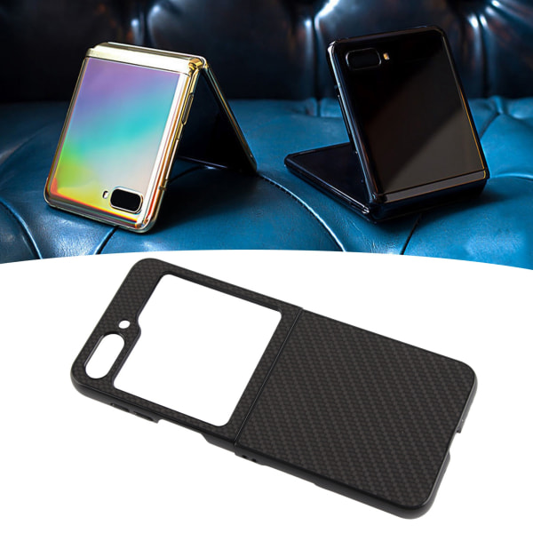Käännettävä phone case Tyylikäs ABS-putoamista estävä avautumissuojattu phone case Z Flip 5:lle Carbon Fiber Black