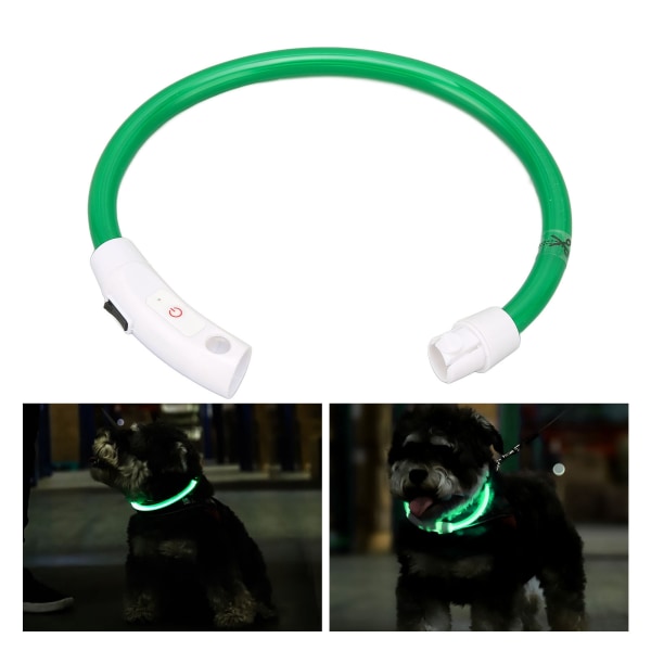 LED-halsbånd mistet forebyggelse Genopladeligt oplyst hundehalsbånd til små mellemstore hunde LED-flydende halsbånd Grøn S
