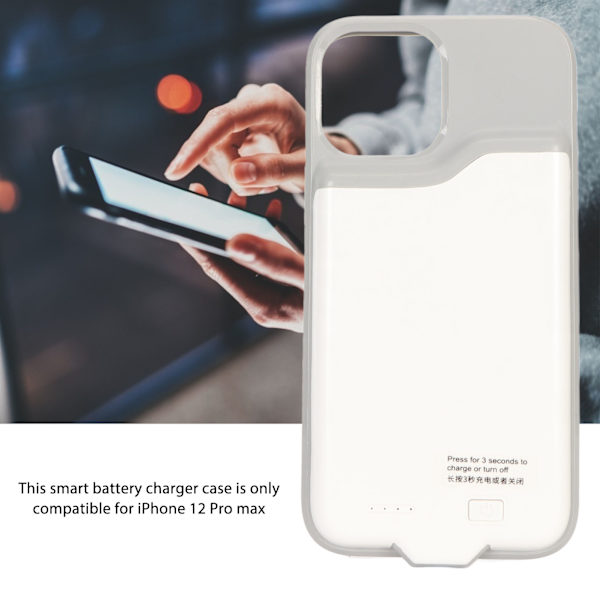 6,7 tommers 5500mAh batteriladeretui eksternt strømforsyningsbatteri ladeetui for Iphone 12 Pro Max White
