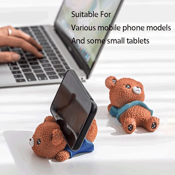 Telefonholder Mobiltelefonholder til Skrivebord Sød Telefonholder iPhone Holder Telefonholder Kawaii Skrivebordstilbehør Bjørnedukke Telefonholder