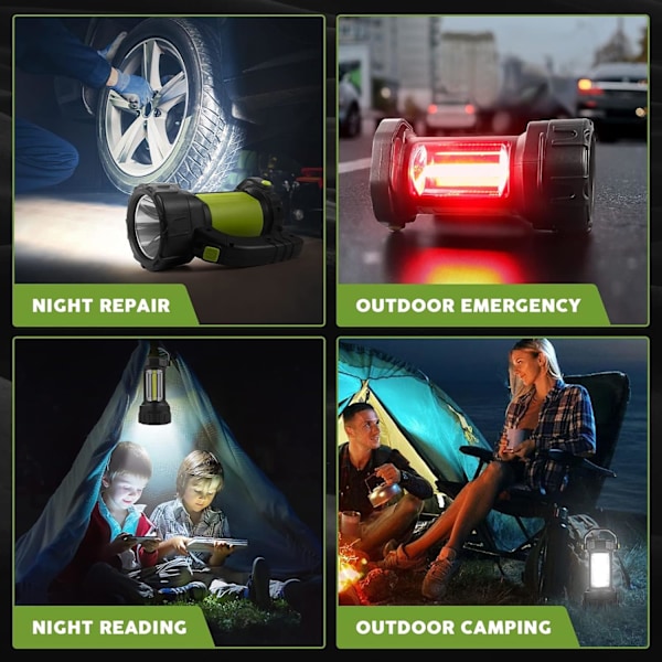 AlpsWolf Uppladdningsbar Campinglykta - 800LM LED, 3600mAh Batteri 2 - i - 1 Spotlight & Lykta för Nödsituationer Vandring & Strömavbrott green