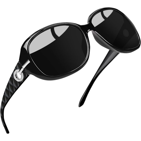 Jackie Solglasögon Överdimensionerade Nyanser för Kvinnor Trendiga Stora Rektangulära Solglasögon UV-skydd Solglasögon shiny Black Gray