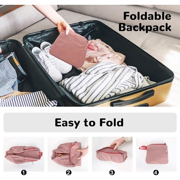 Foldbar, pakkebar vandrerygsæk - Våd - Tør adskillelseslomme, Multi - Formål Gym & Udendørs Daypack til mænd og kvinder Ideel til Adv Pink 29*16*45