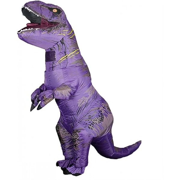 Vuxen uppblåsbar T-Rex dinosauriekostym Rolig halloweenkostym Cosplay finklänning - lila，150-190 cm