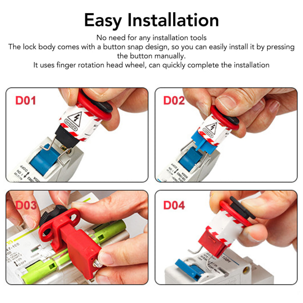 Pin Out Standard Säkring Lås Säkerhet Miniatyr Elektrisk Luft Brytare Switch Handtag Lockout för Power Isolering