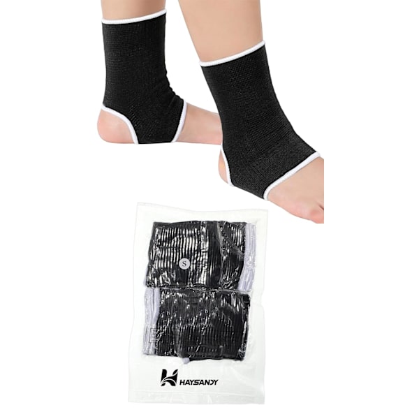 4 stycken/2 par barns ankelstöd kompressionsstrumpor för barn elastiska barn kompressionsstrumpor stickade ankelstöd stöd ankelstrumpa för jogging R Black 5-10 Years