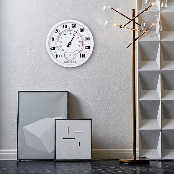 Innendørs Utendørs Termometer Store Tall Veggtermometer Hygrometer Vanntett Krever Ikke Batteri 10 tommer Trådløs Hengende Hy white