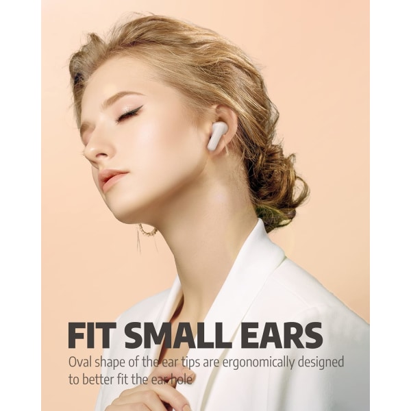 Trådlösa öronsnäckor för musik och sport, Bluetooth 5.3 in-ear-hörlurar med extra bas, inbyggd mikrofon, pekkontroll, USB-laddningsfodral, 30 timmars batteritid High Gloss White