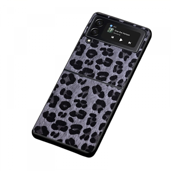 Kotelo Samsung Galaxy Z Flip 4:lle, Muodikas ylellinen gepardikuvioinen Z Flip 4 -kotelo naisille ja miehille, kova PC+PU-nahkakotelo