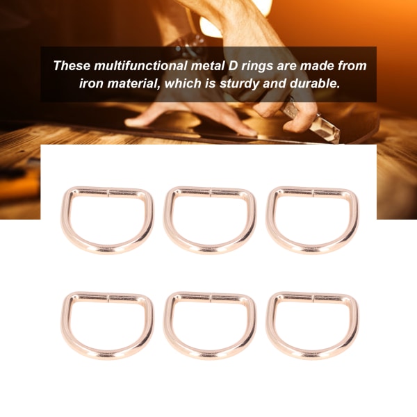 20 stk Metall D-ringer Slitesterk jern Fadeless Farge Bred applikasjon Utsøkte D-ringer for DIY-veske Ryggsekk 3x20x20mm Golden