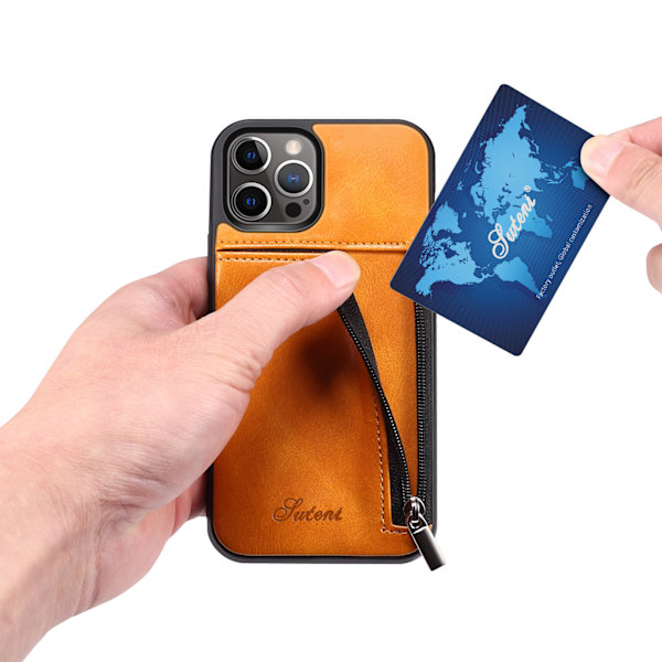 Plånboksfodral för iPhone 12/12 Pro, Slim PU Läder Baksida Skyddande Fodral Kortfack
