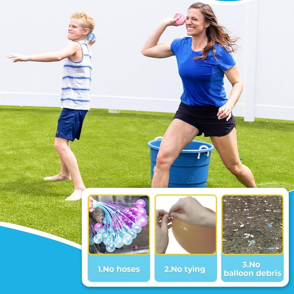 24 st Eco-vänliga vattenballonger för barn, hållbart stänkstridsspelset för utomhuspool, strand, sommarlek, åldrar 3-12, blandade färger 24