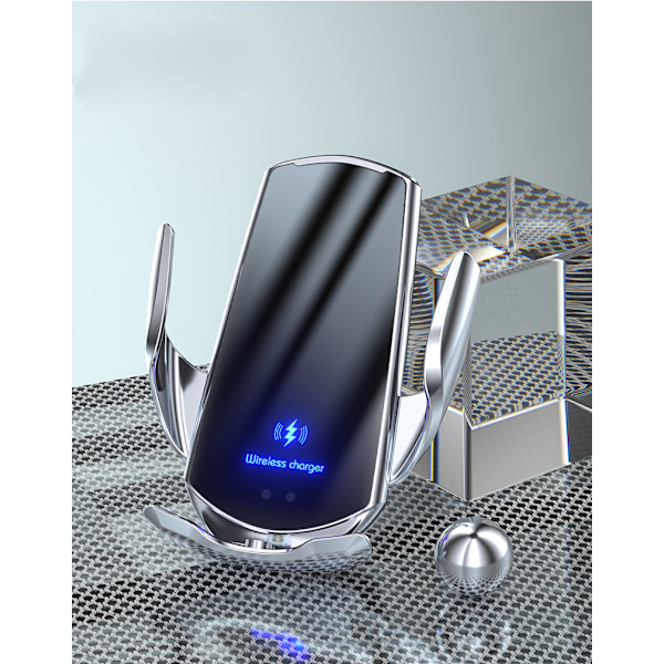 Magnetisk Trådløs Biloplader, Ventileret Instrumentbræt Bilopladningsdock - (Q3 Haoyue Sølv 15W) (Et Sæt)