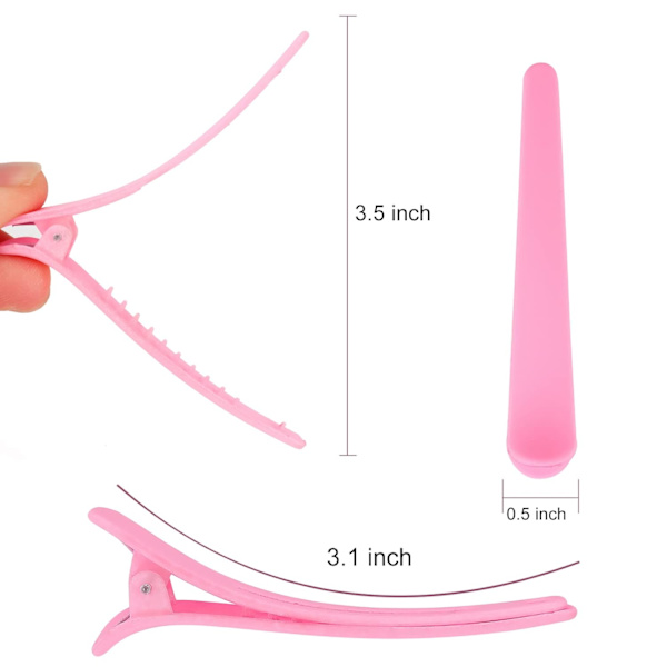 12 st hårklämmor för stylingsektioner, 3,1 tum matta alligatorhårklämmor hårspännen utan veck anknäbbsformad hårklämma Pink