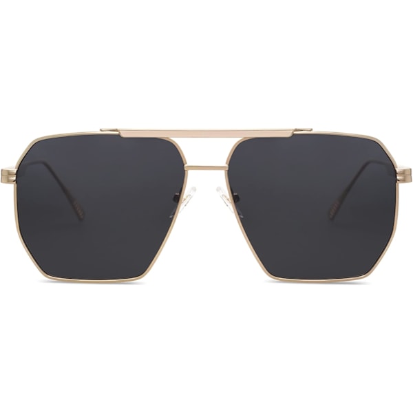 Retro Ylisuuret Neliömäiset Polarisoivat Aurinkolasit Naisille Ja Miehille Vintage Sävyt UV400 Klassiset Suuret Metalliset Aurinkolasit Gold black