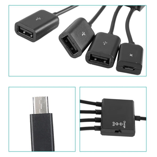 Micro USB HUB OTG Power Charging Host Kabel Ledning Kortlæser Konverter Adapter