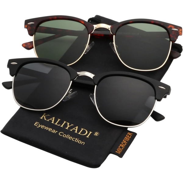Polarisoidut aurinkolasit miehille ja naisille, puolireunattomat kehykset, ajolasit, UV-suoja Matte Tortoise & Black
