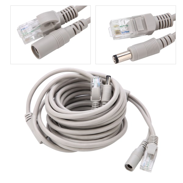 5M/10M/15M/20M RJ45+DC Ethernet CCTV-kabel for IP-kameraer NVR-system 10Mbps100Mbps (5M) Type 3