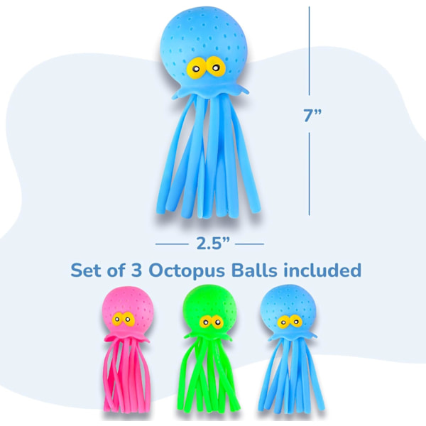 6-pack Squishy Bläckfisk Vattenbollar - Sensoriska Bad- & Poolleksaker för Barn, Stressreducerande Klämleksaker, Badkar & Simkul, Rosa Blå G