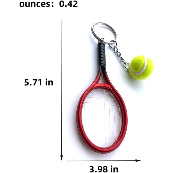 Farve Mini Tennis Ketsjer med Bold Nøglering Nøglering Red