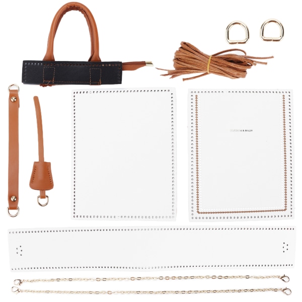 DIY-virkkauslaukku, käsintehty muodikkaan tyylinen seosnahkainen käsilaukku käsityön ystäville White