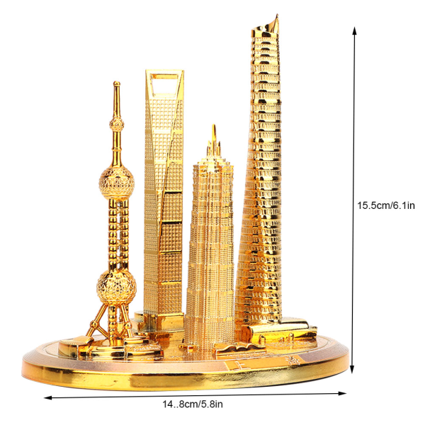 Shanghai Building Collection Modell Oriental Pearl Tower Global Financial Center Souvenir Gold L