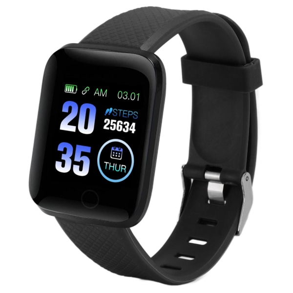 116 Plus Smart Watch 1,3-tums TFT-färgskärm IP67 Vattentät Sport Smart Watch med Bluetooth Meddelandepåminnelse Black