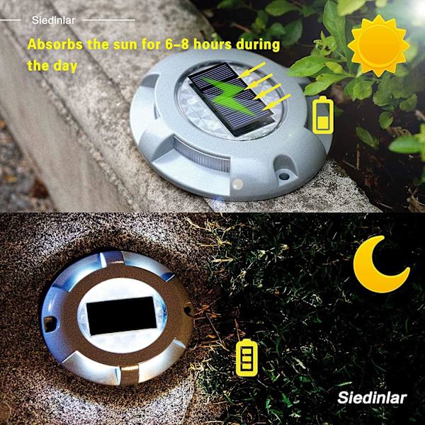 Solcelled brolys til indkørslen LED vandtæt udendørs solcelle wayfinding til trin fortove trin have fortove terrasse 4 pakke (hvid)