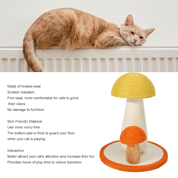 Kattklösträdsklösning Interaktiv Svampsform Sisal Kattungeklättringsskrapa för inomhusbruk