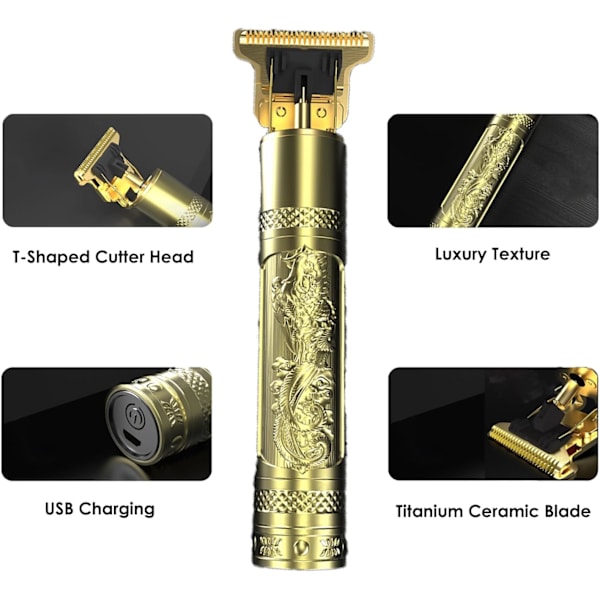 Hårklippare för män, sladdlös hårklippare uppladdningsbar skäggtrimmer, Zero Gapped T Blade Liners Grooming Hårklippningskit, presenter till män make Bronze