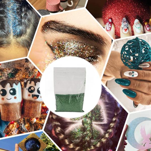 Erittäin hieno glitter 50g Kiiltävät kimalteet Upea Katseenvangitsija Laajalti käytetty Helppo poistaa Käsityö glitter kynsiin Korttiin Kasvoihin Green