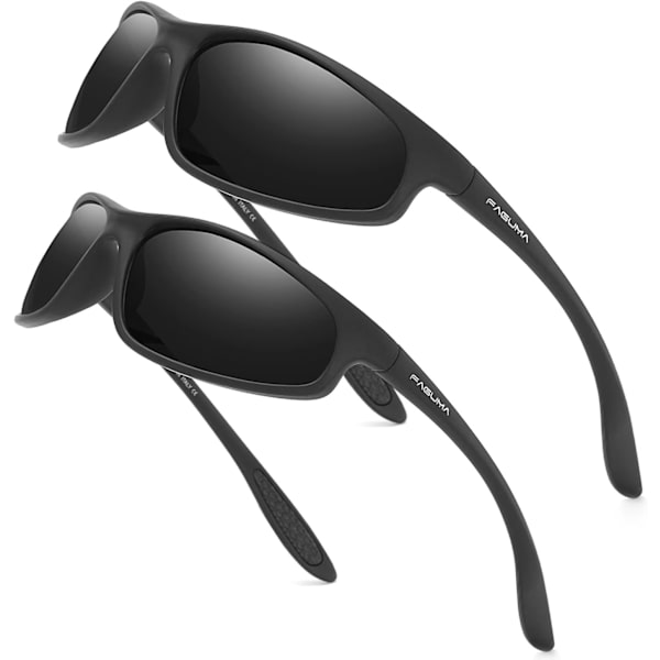 Polarisoidut urheiluaurinkolasit miehille pyöräilyyn, ajoon ja kalastukseen, 100 % UV-suoja Black & black