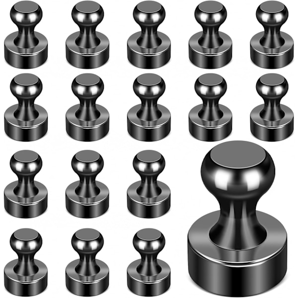 18 kpl Vahvoja mustia jääkaappimagneetteja - Pieniä pyöreitä magneetteja valkotaululle, keittiöön, toimistoon ja luokkahuoneeseen - Kestävä magneettipidike black