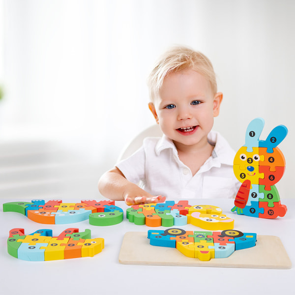 Träpusselleksaker, Montessorileksaker för barn från 2 år, present till 1 2 3-åriga pojkar och flickor