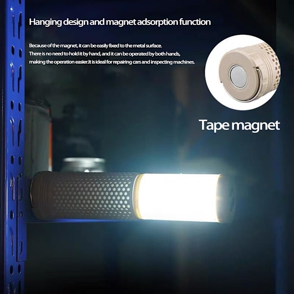 Ladattava teleskooppinen retkeilyvalaisin - magneettinen, vedenpitävä ja himmennettävä hätätilanteisiin, kalastukseen ja patikointiin Apricot